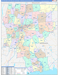 Hartford-West Hartford-East Hartford Metro Area Wall Map